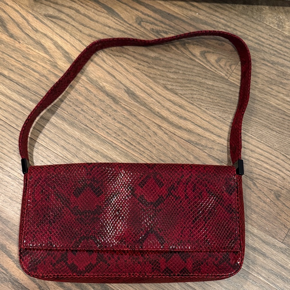 Stuart Weitzman Red Snakeskin Pattern Shoulder Bag - image 1